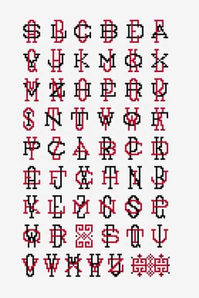 patrones de alfabeto de punto de cruz